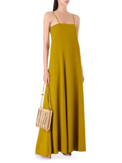 فستان قابل للتمدد بدون حمالات من قماش الكريب كادي