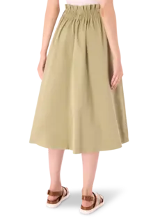 تنورة متوسطة الطول من نسيج التويل القطني بلون خوخي