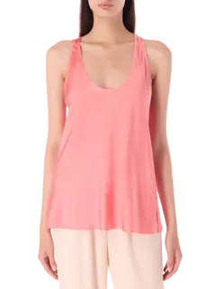 بلوزة بدون أكمام من حرير الساتان الثقيل القابل للتمدد