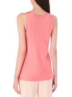 بلوزة بدون أكمام من حرير الساتان الثقيل القابل للتمدد