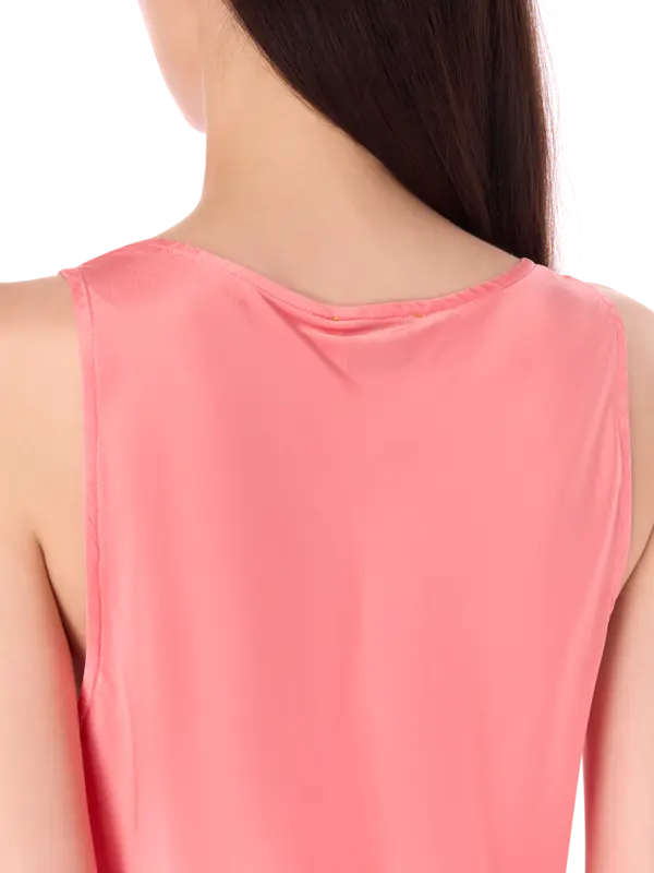 بلوزة بدون أكمام من حرير الساتان الثقيل القابل للتمدد