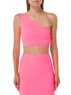 بلوزة قصيرة مكشوفة الصدر من الفسكوز بتصميم غير متماثل