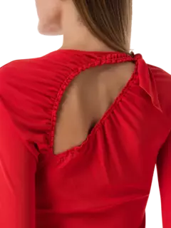 فستان متوسط الطول بقصة غير متساوية من قماش الجيرسيه المنسدل