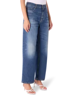 بنطال جينز بوي فريند بتفاصيل مطوية