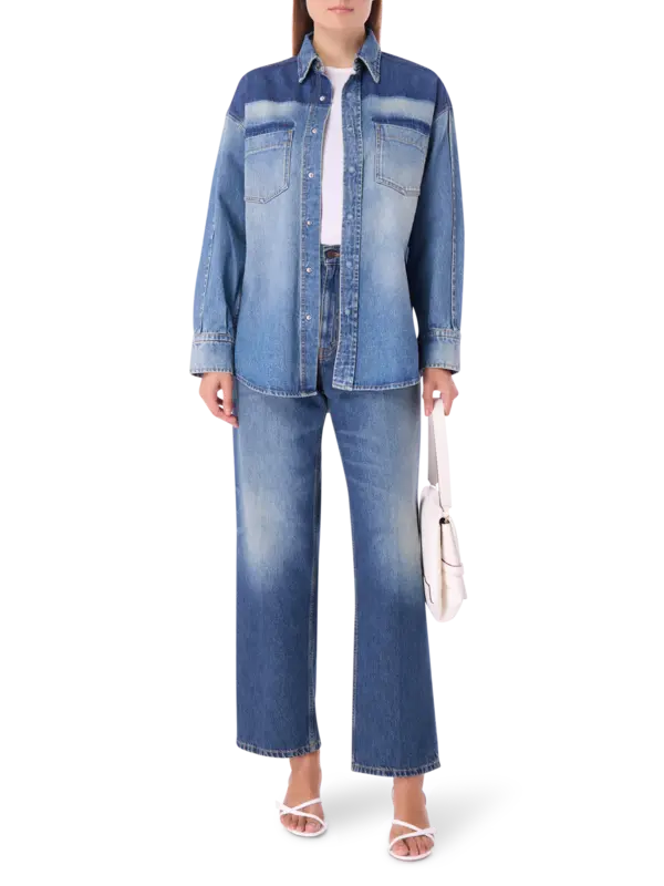 بنطال جينز بوي فريند بتفاصيل مطوية