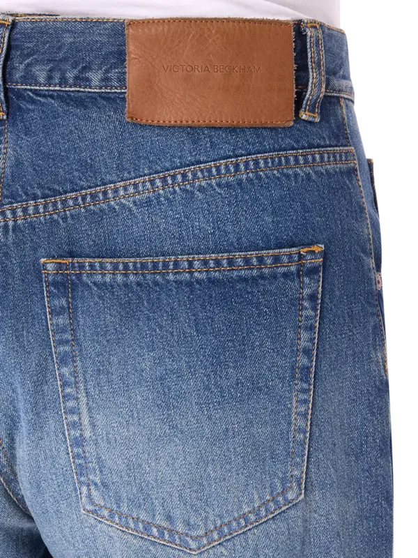 بنطال جينز بوي فريند بتفاصيل مطوية