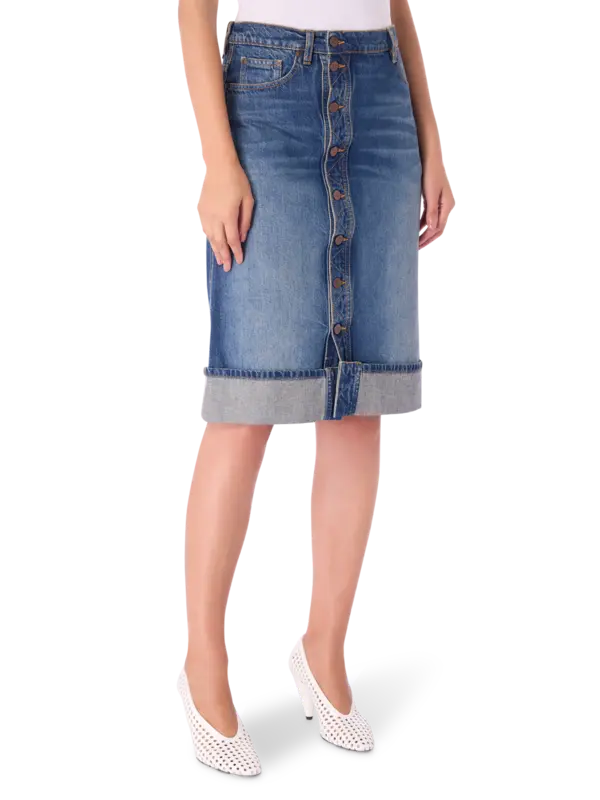 تنورة جينز بصف من الأزرار