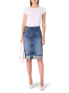 تنورة جينز بصف من الأزرار