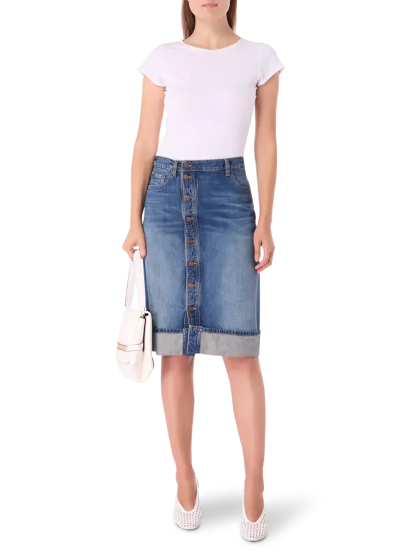 تنورة جينز بصف من الأزرار