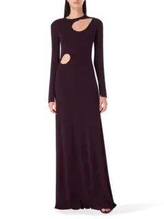 فستان طويل من قماش الجيرسي بتصميم مفتوح