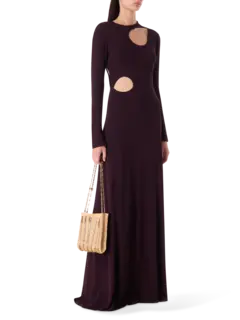 فستان طويل من قماش الجيرسي بتصميم مفتوح