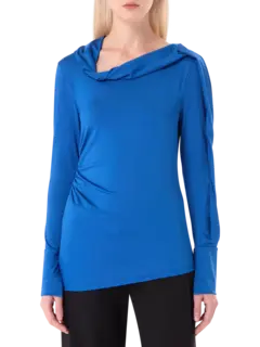 بلوزة من قماش الجيرسيه بأكمام طويلة وتصميم منسدل