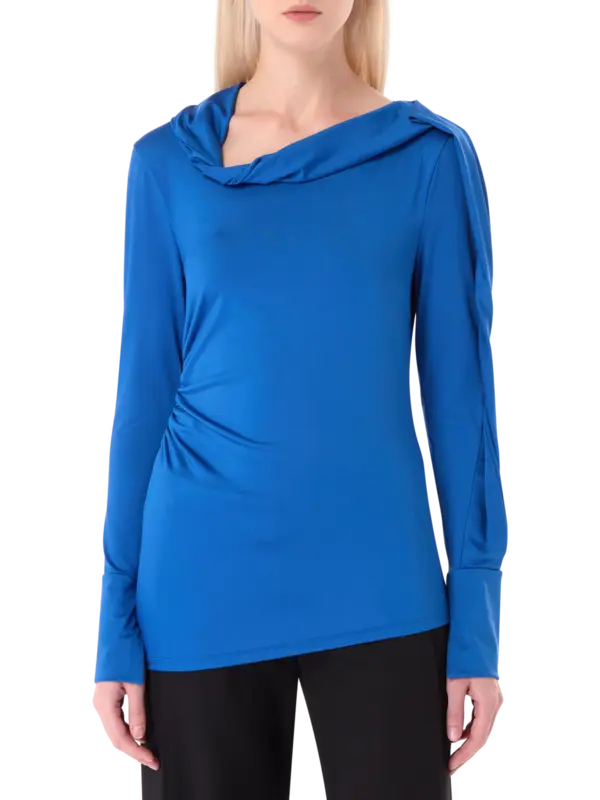 بلوزة من قماش الجيرسيه بأكمام طويلة وتصميم منسدل