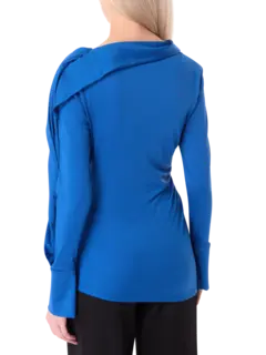 بلوزة من قماش الجيرسيه بأكمام طويلة وتصميم منسدل