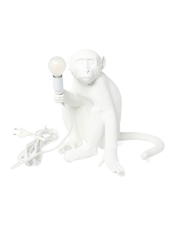 White Resin Monkey Lamp Stand