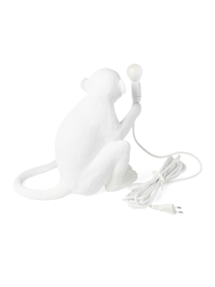 White Resin Monkey Lamp Stand