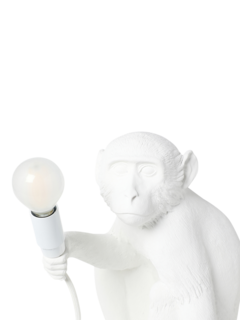 White Resin Monkey Lamp Stand