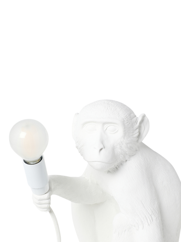 White Resin Monkey Lamp Stand