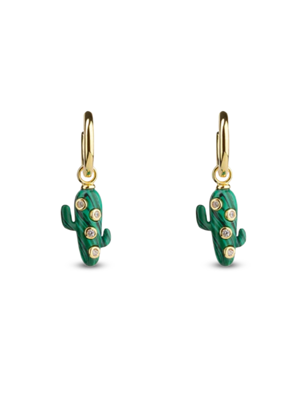 أقراط صغيرة على شكل صبار من الملكيت