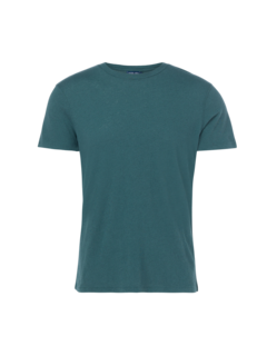 تيشيرت بقصة عادية وفتحة رقبة مستديرة من مزيج الكتان