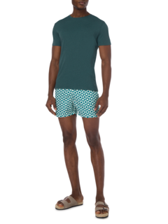 تيشيرت بقصة عادية وفتحة رقبة مستديرة من مزيج الكتان