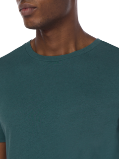 تيشيرت بقصة عادية وفتحة رقبة مستديرة من مزيج الكتان