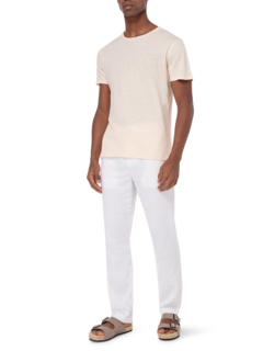 Linen Blend T-Shirt Regular S/S Block Crew