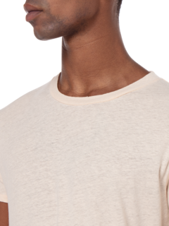 Linen Blend T-Shirt Regular S/S Block Crew