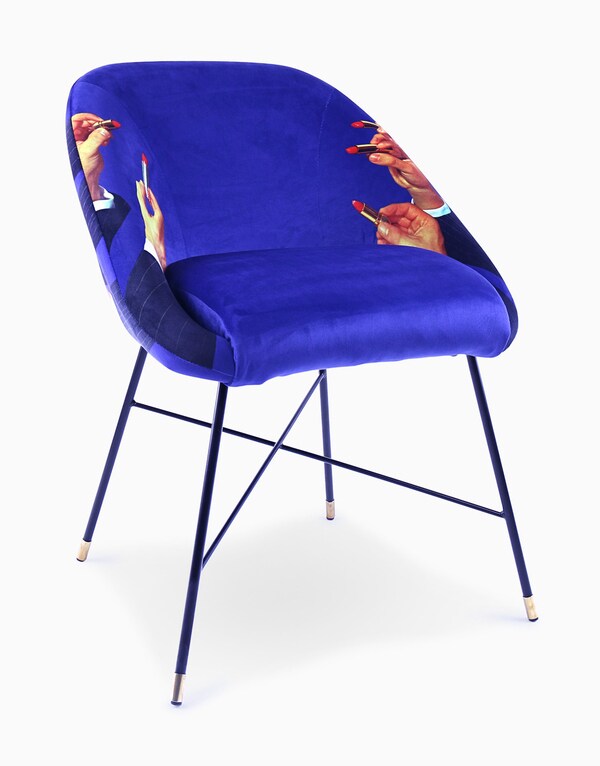 Suede Padded Chair with Gentlemen Lipstick Pattern