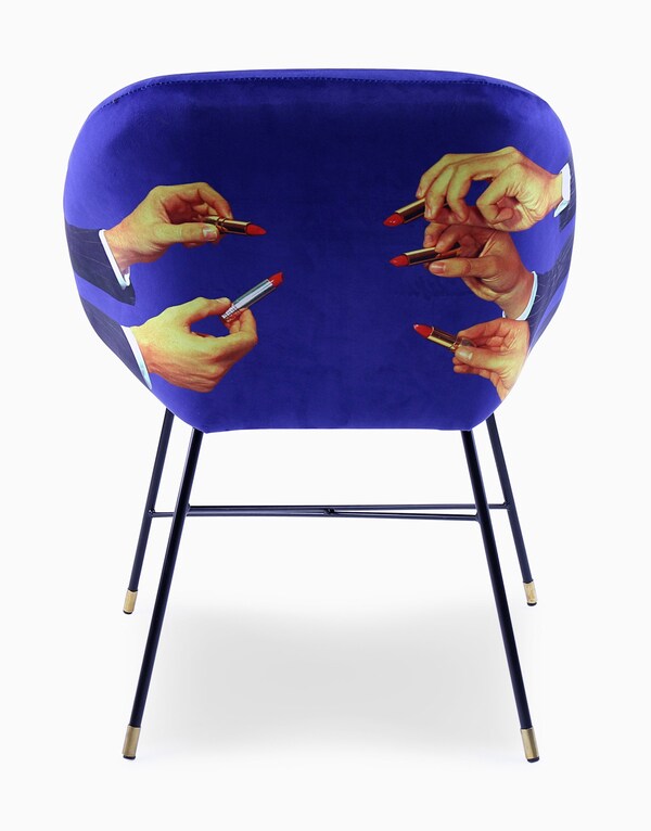 Suede Padded Chair with Gentlemen Lipstick Pattern