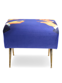 Suede Low Stool with Gentlemen Lipstick Pattern