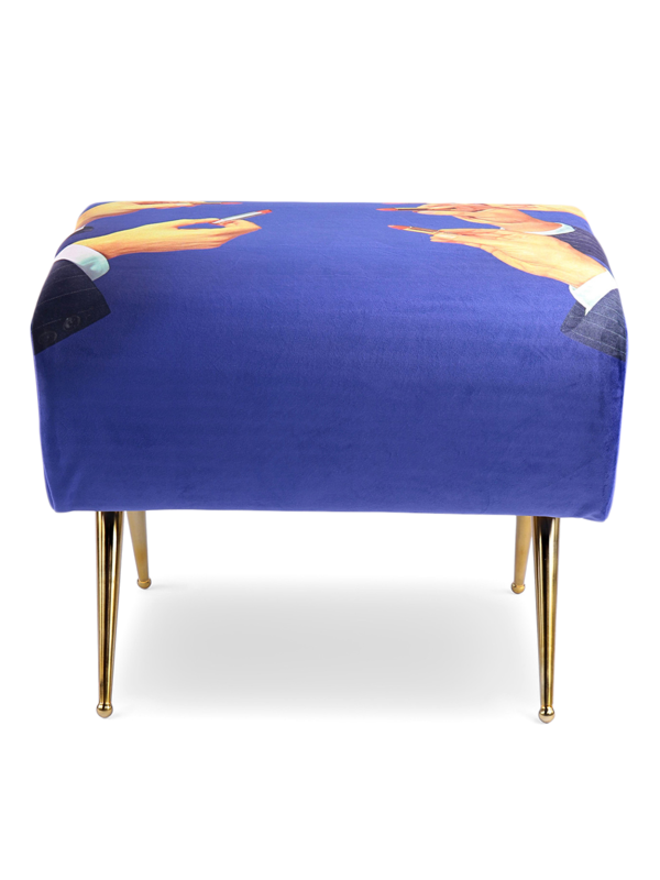 Suede Low Stool with Gentlemen Lipstick Pattern