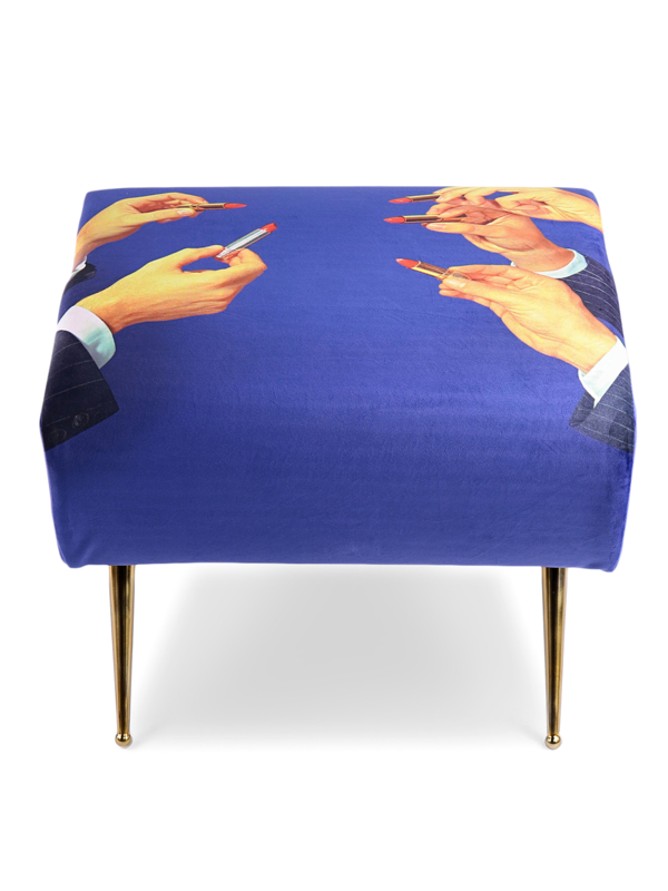 Suede Low Stool with Gentlemen Lipstick Pattern