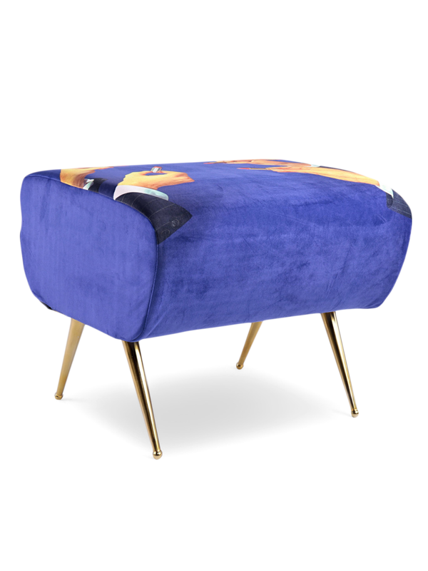 Suede Low Stool with Gentlemen Lipstick Pattern