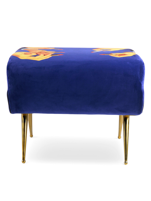 Suede Low Stool with Gentlemen Lipstick Pattern