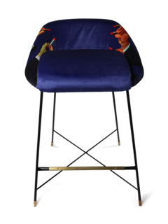 Toiletpaper Upholstered Metal Barstool- Lipsticks