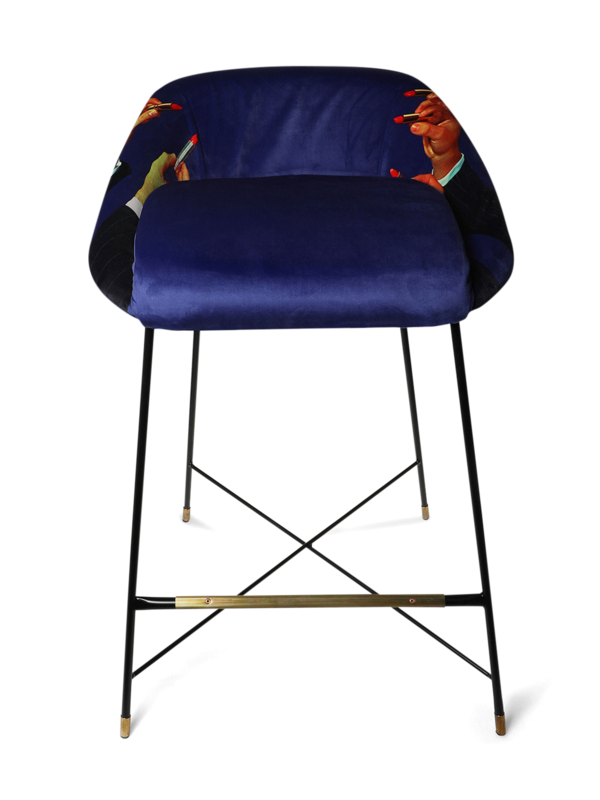 Toiletpaper Upholstered Metal Barstool- Lipsticks