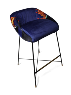 Toiletpaper Upholstered Metal Barstool- Lipsticks