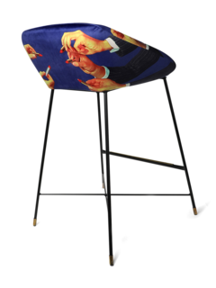 Toiletpaper Upholstered Metal Barstool- Lipsticks