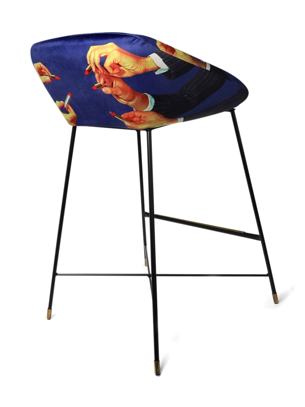Toiletpaper Upholstered Metal Barstool- Lipsticks