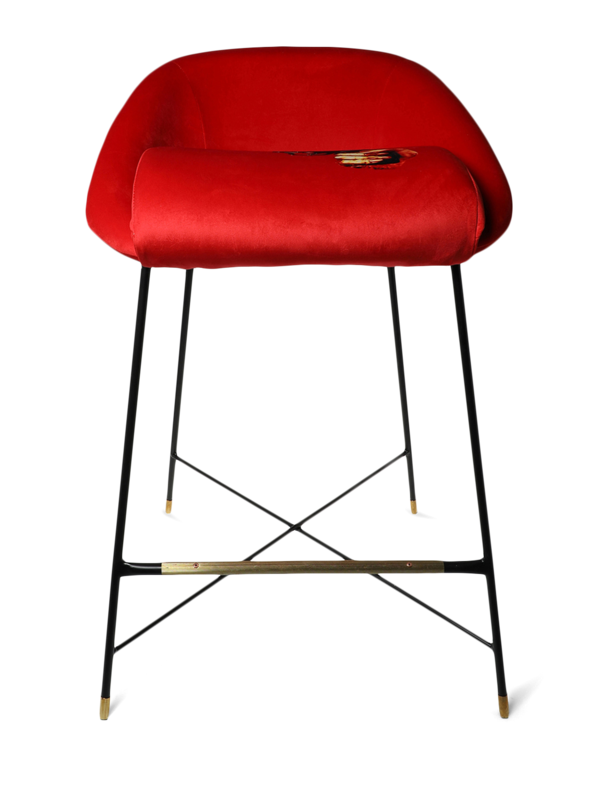 Toiletpaper Upholstered Metal Barstool- Revolver
