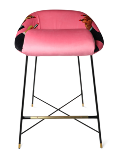 Pink Padded Metal Stool