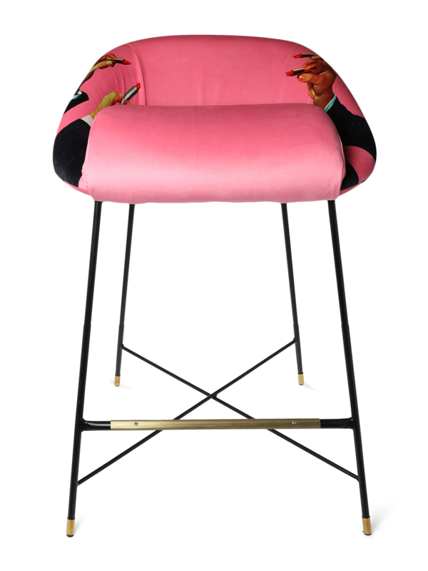 Pink Padded Metal Stool