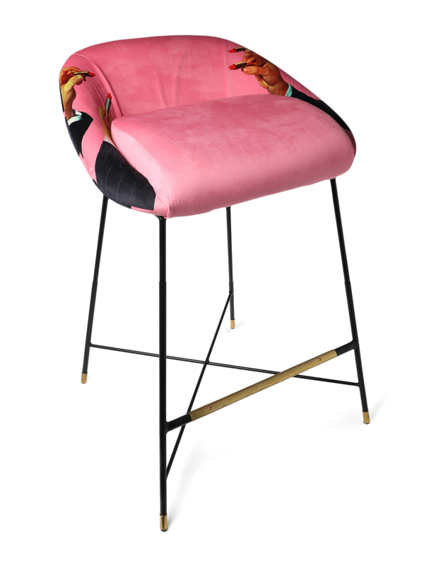 Pink Padded Metal Stool
