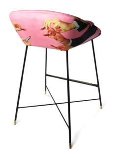 Pink Padded Metal Stool