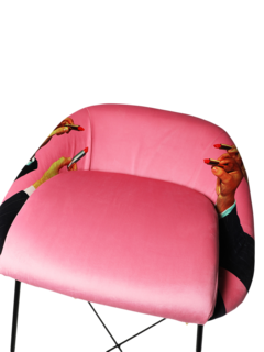 Pink Padded Metal Stool