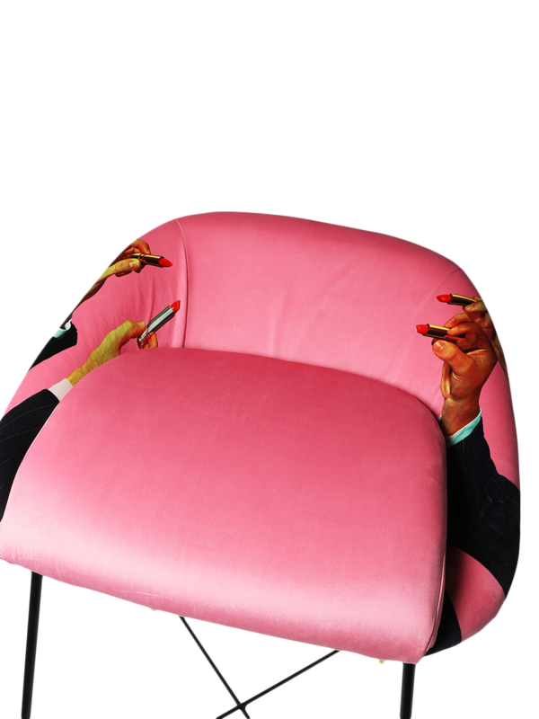 Pink Padded Metal Stool