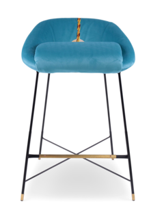 Suede Bar Stool with Lips and Straw Print