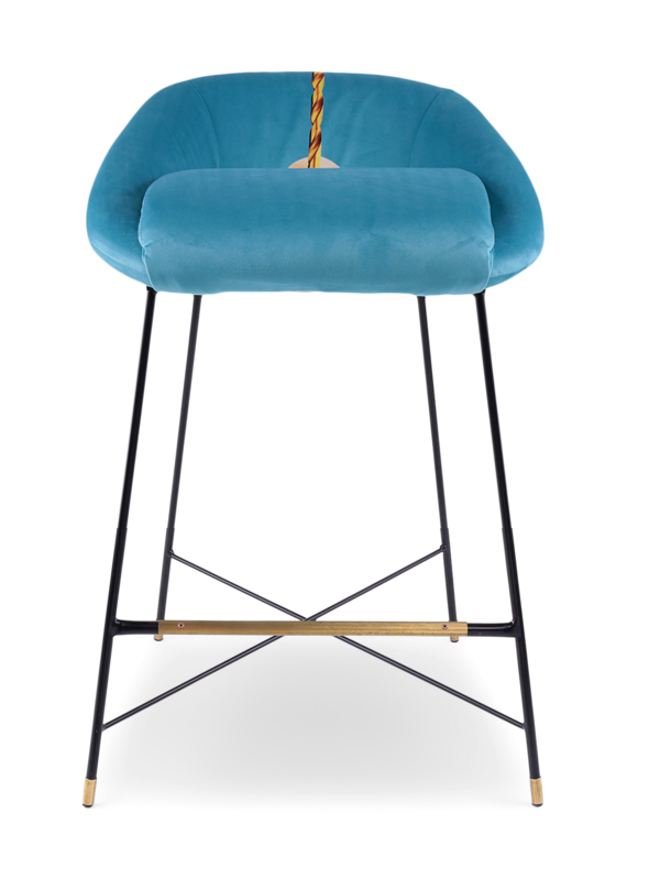 Suede Bar Stool with Lips and Straw Print
