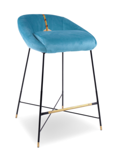 Suede Bar Stool with Lips and Straw Print
